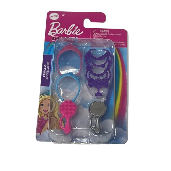 Barbie Dreamtopia Princess Accessory Pack Tiara Necklace Brush Set Doll Toy - Picture 1 of 4